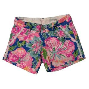 Lilly Pulitzer Callahan Short Pink Floral It's Always Summer Somewhere Size 00